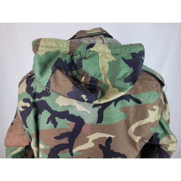 Camo Unisex Army Military Field Hooded Jacket Woodland Cold Weather Sz Med - Picture 6 of 11